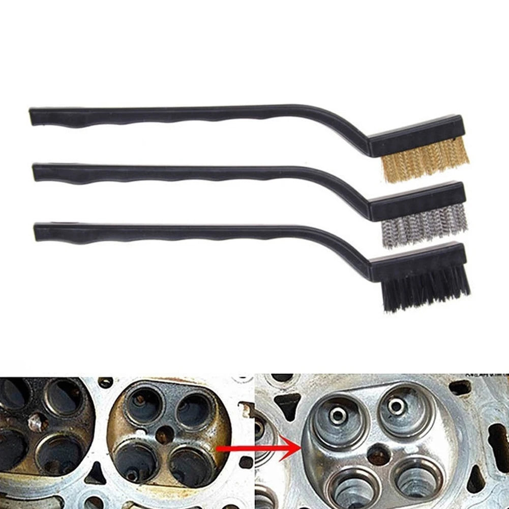1pc 7" Stainless Steel Copper Nylon Wire Brush Rust Scrub Remove Cleaning Tools Ndustrial Metal Rust Polishing Burring Tools Qme