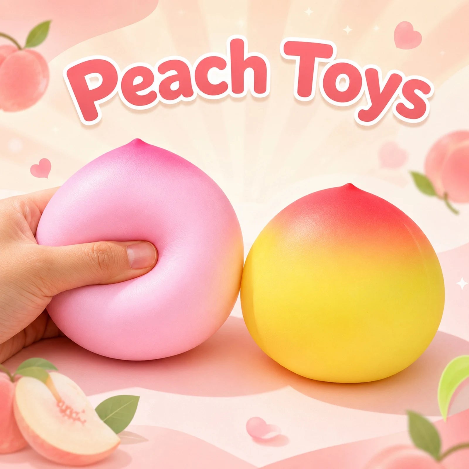 Realistic Fake Peach Soft Slow-rising Sensory Play Fun Toys Daily Stress Relieve Fidget Toy for Adult Creative Party Decoration Qme
