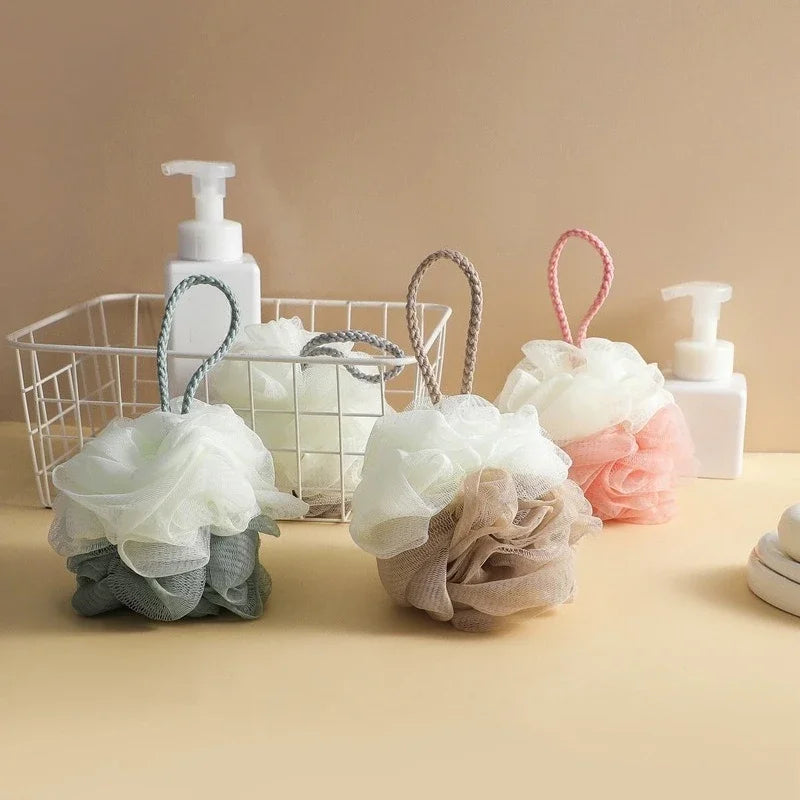Soft shower sponge, 3D flower design, gentle exfoliating shower bag with handle, suitable for both men and women Qme