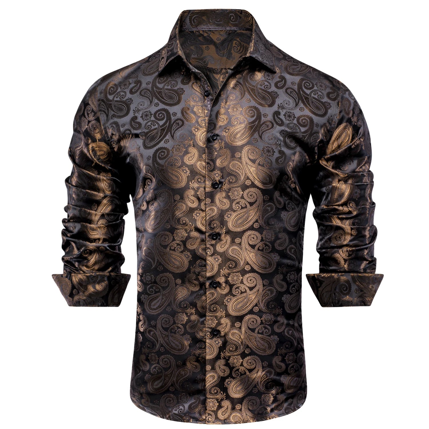 Hi-Tie Jacquard Paisley Light Blue Mens Shirt Long Sleeve Lapel Shirt Blouse Outerwear Wedding Office Breathable Quality Qme