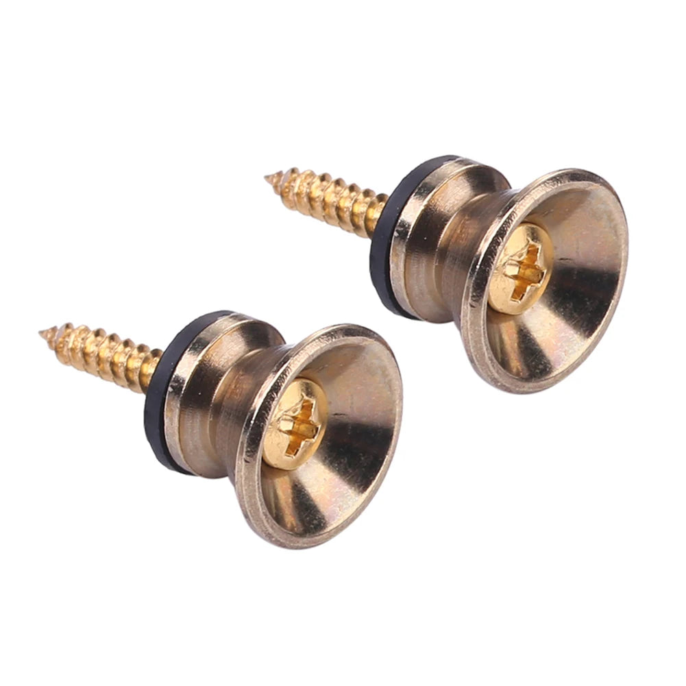 2pcs Metal Guitar Pegs for Folk Ukulele Guitar Strap Buckle Button End Lock Pins Stringed Instruments Accessories Qme Golden