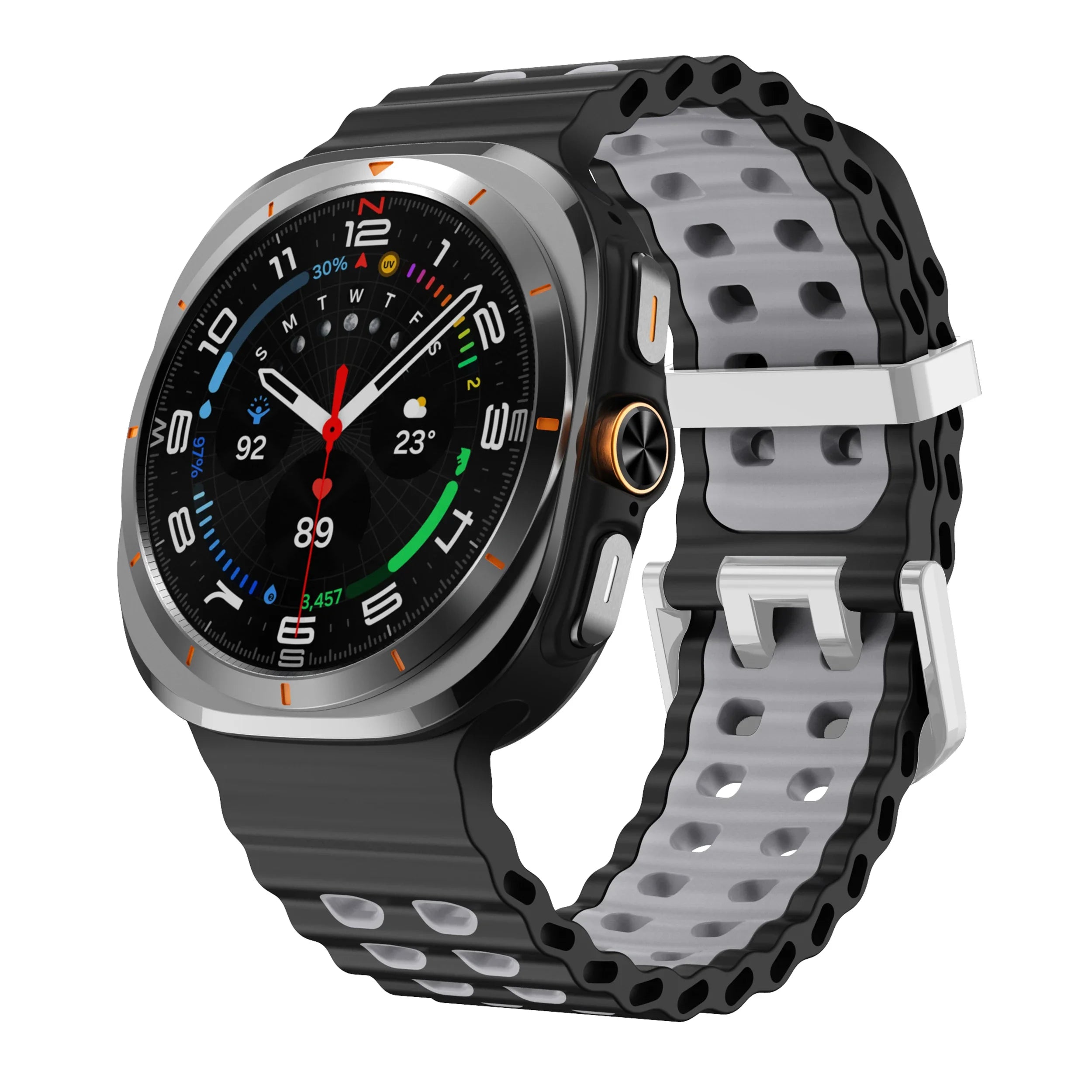 Two-Tone Sports Silicone Strap For Samsung Galaxy Watch Ultra Marine Band Bracelet For GalaxyWatch Ultra 47mm Watchband Qme Black GrayS Galaxy Watch Ultra
