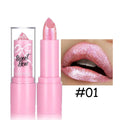 Metallic Pink Glitter Lipstick Long Lasting Shine Diamond Nude Qme 01