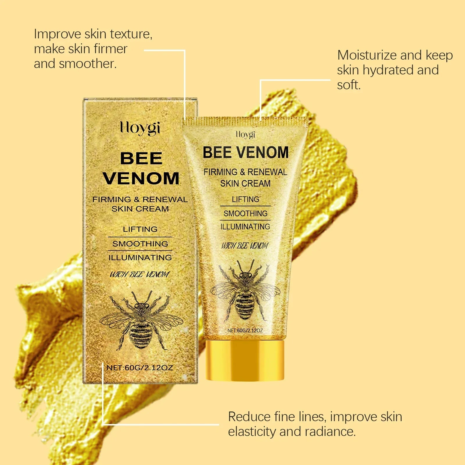 Bee Venom Face Cream Firming Lifting Fade Fine Line Improve Sagging Skin Smoothing Brightening Nourishing Facial Skin Care Qme