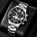 4pcs/set fashionable men's quartz watch - stainless steel strap, round zinc alloy case, electronic sports Qme 5