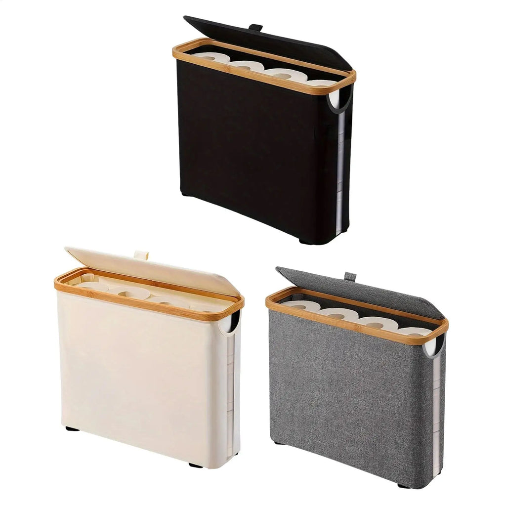 NEW Toilet Paper Basket Free Standing Foldable Organizer Toilet Roll Storage Basket With Lid And Handle For Up To 12 Rolls Home Qme