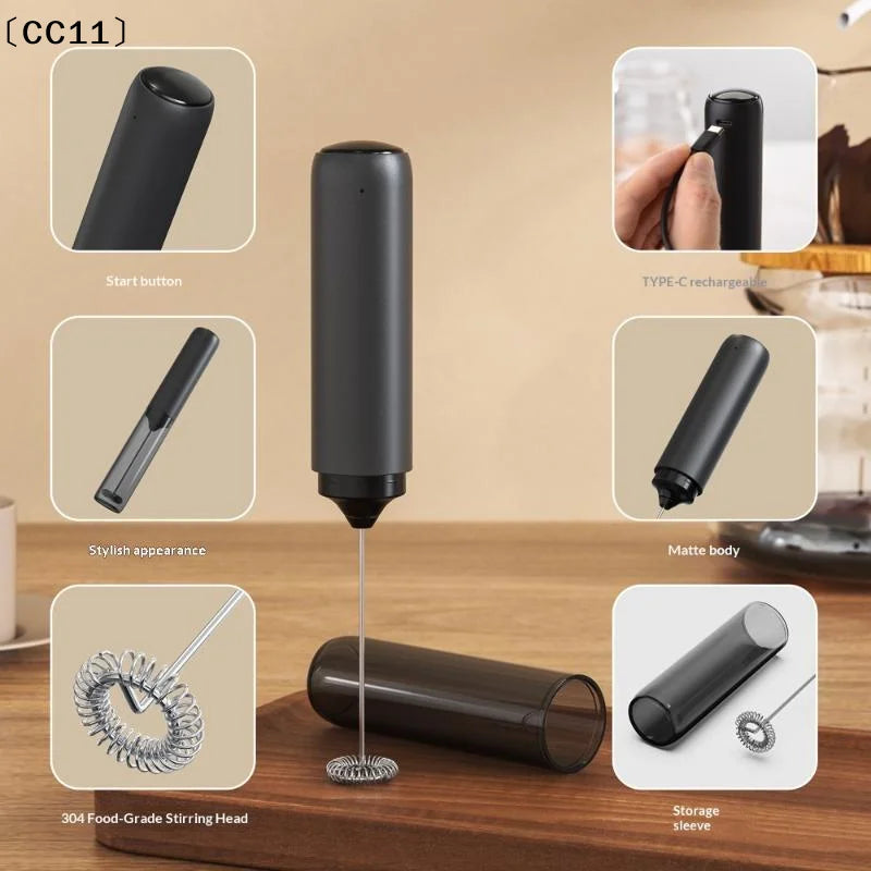 Rechargeable Electric Milk Frother C Charging Storage Lid Perfect Qme