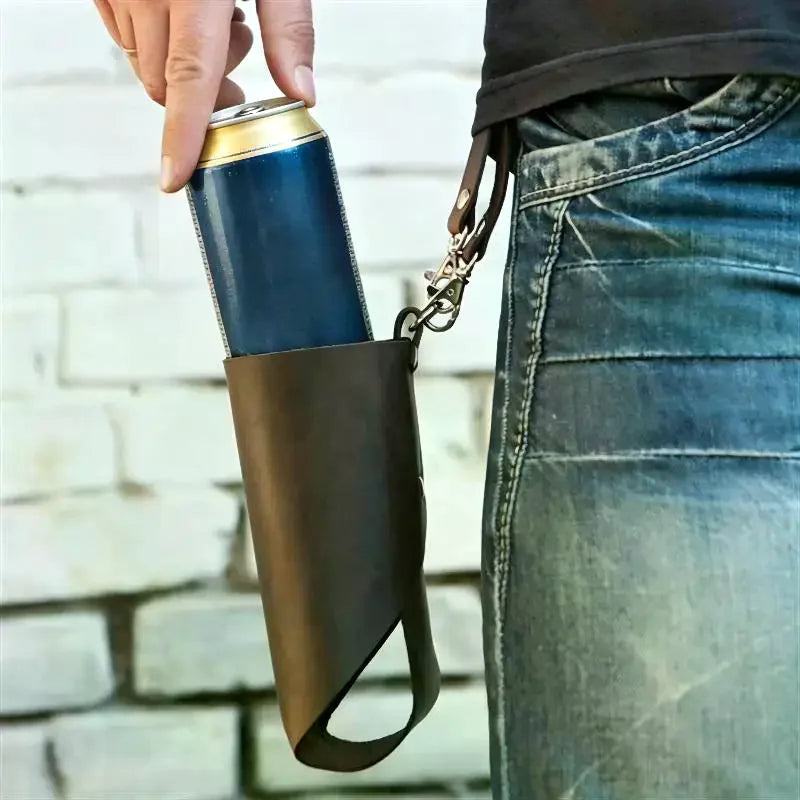 Leather Beer Bottle Waist Portable Beer Belt Bag Handy Wine Bottles Beverage Can Holder Outdoor Drink Can Holder Qme