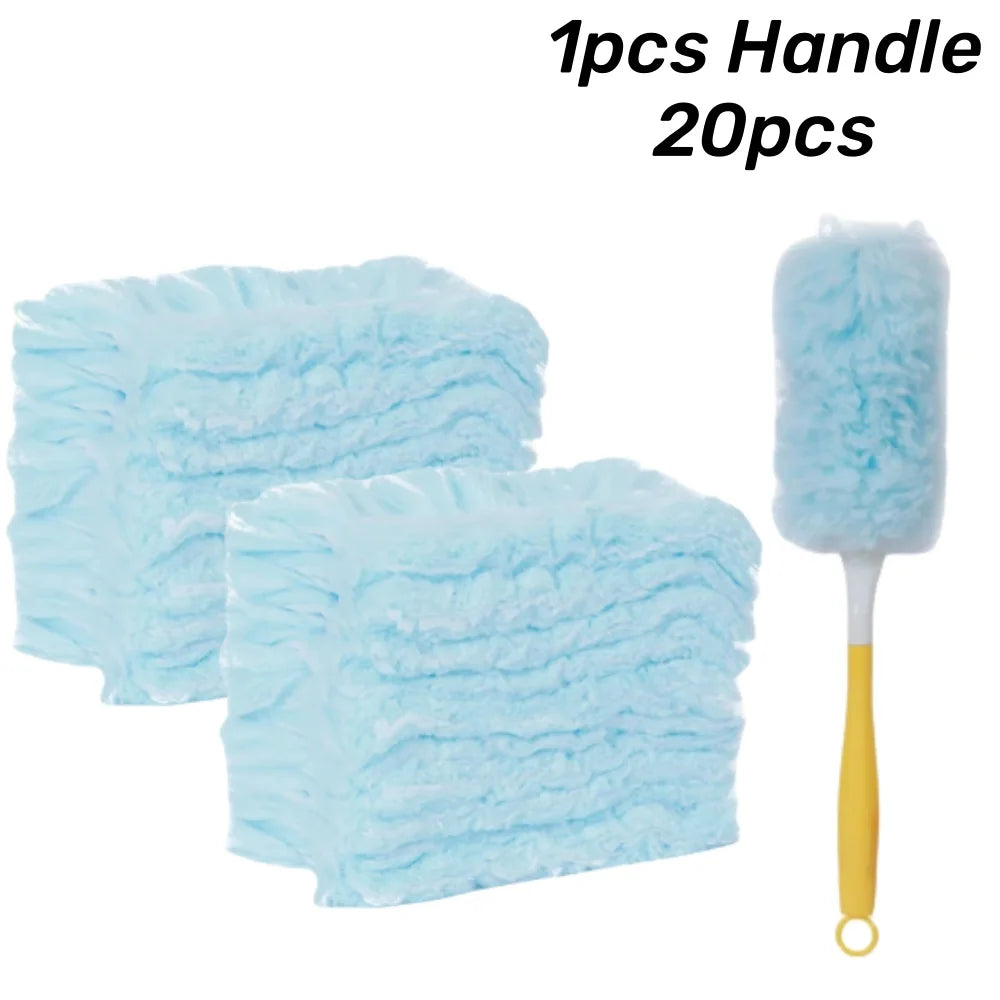 Double Sided 360 ° Electrostatic Precipitator for Household Clean Ceiling Corner Dust Spider Web Replaceable Dust Removal Cloth Qme Blue Set 2