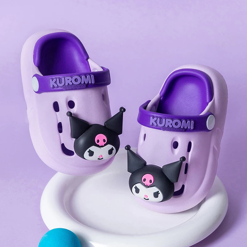Hello Kitty Kuromi Cartoon Slippers Non-Slip House Slippers Two-Tone Slip-On Sandals House Slippers Qme