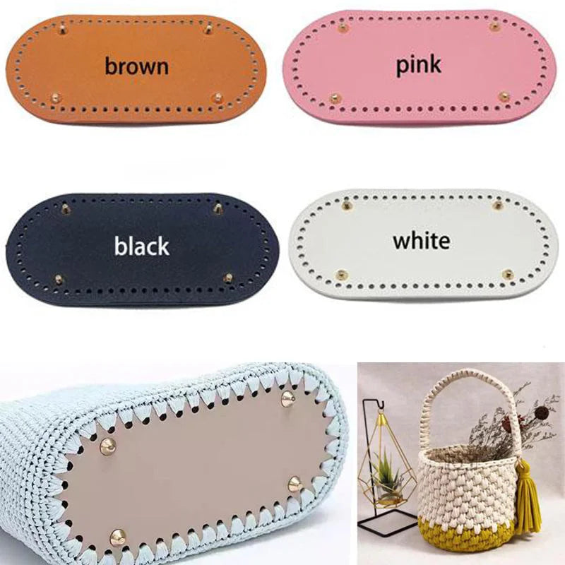 1pc DIY Bag Bottom Oval Long Bag Cushion Pad PU Leather Knitting Bag Handmade Bottom for Crochet Bag Accessories Qme