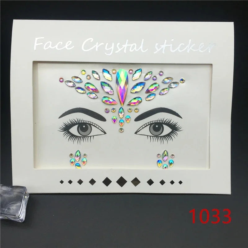 Face Gems Rhinestone Temporary Tattoo Jewels Festival Party Body Eyes Glitter Stickers Flash Mermaid Temporary Tattoos Sticker Qme 1033