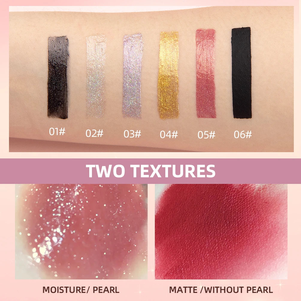 QIBEST Glitter Pearlescent Lipgloss Moisturizing Lasting Non-Stick Cup Shimmer Shiny Liquid Lipsticks Black Purple Lip Tint Qme