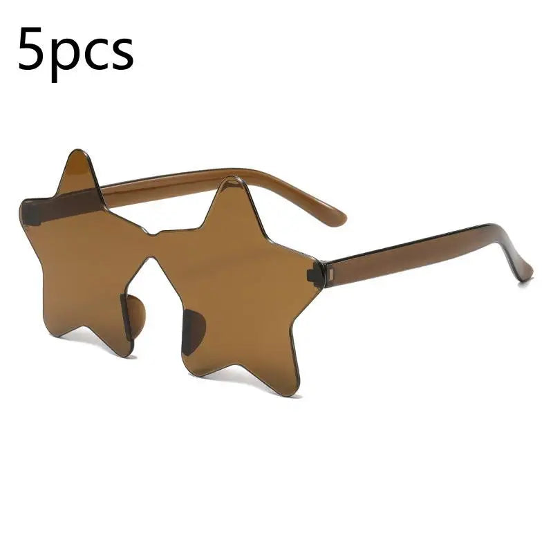 Star Shaped Rimless Sunglasses Colorful Transparent Party Glasses Qme A7