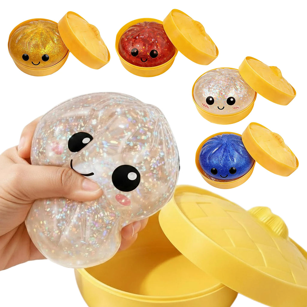 New 43 Styles Glitter Dumpling Glitter Dumpling Squishy with Box Dumplings Sensory Squeeze Toy for Stress Relief Anti-Anxiety Qme