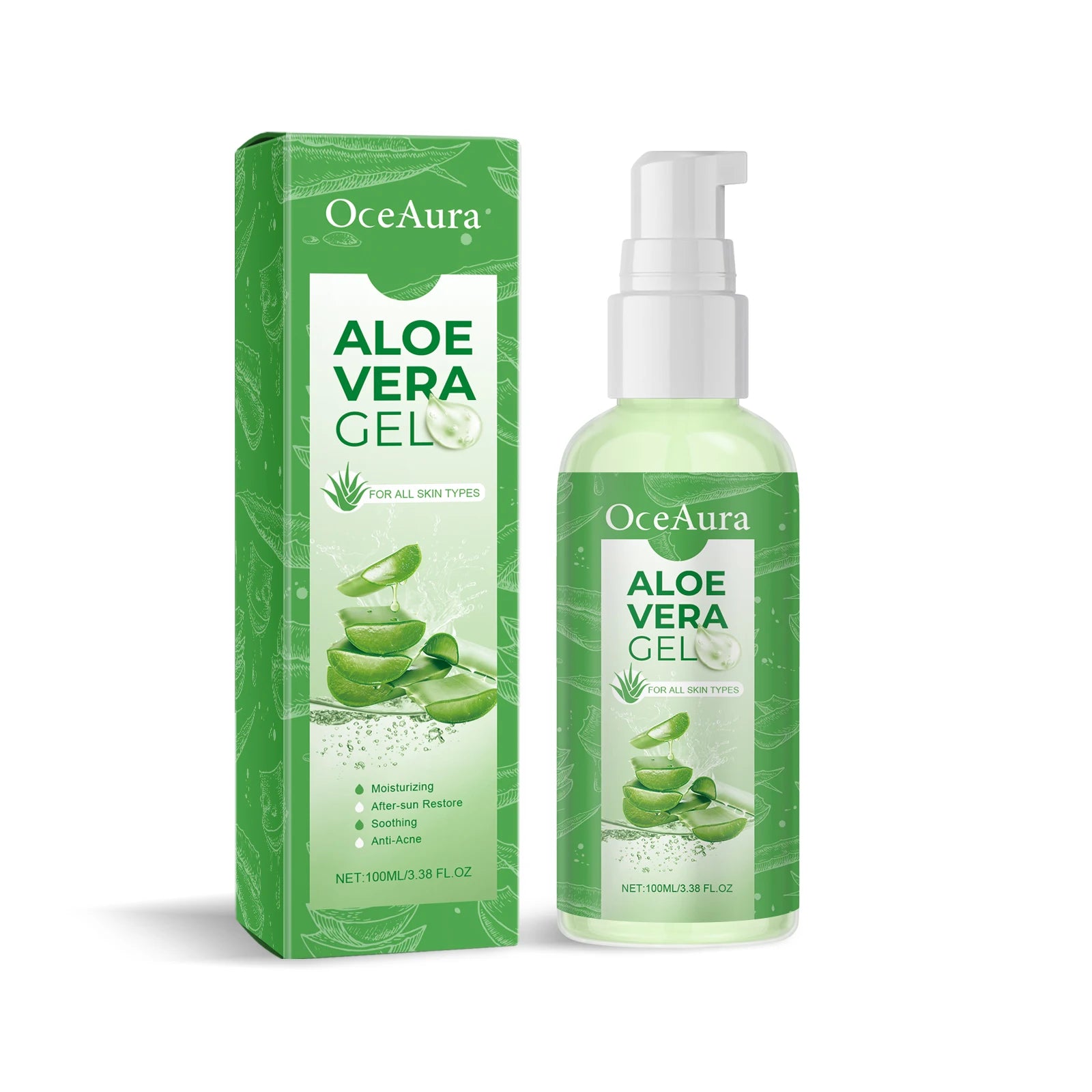 Hydrating Aloe Vera Gel Soothe Dry Skin Repair Sunburn Moisturizing Face Cream Improve Bulky Pores Shrink Natural Sleeping Mask Qme 100ml Boxed