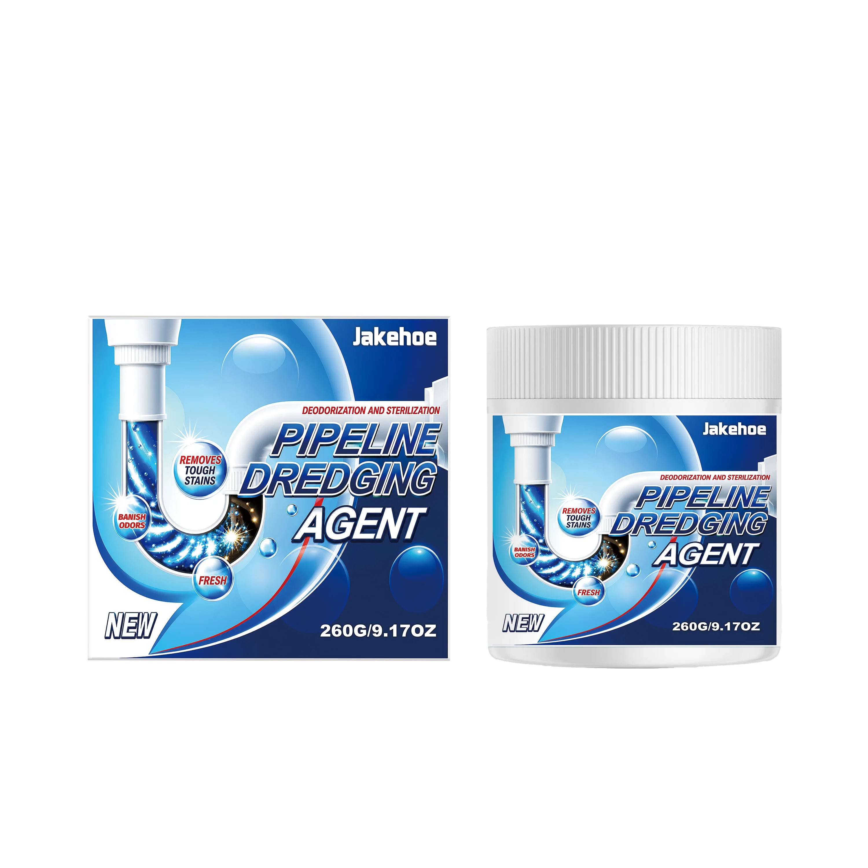 JAKEHOE Pipeline Dredging Agent Removing Grease Buildup Eliminate Pipe Odor Prevent Clogging Fast-Acting Powerful Drain Cleaner Qme 260g Boxed