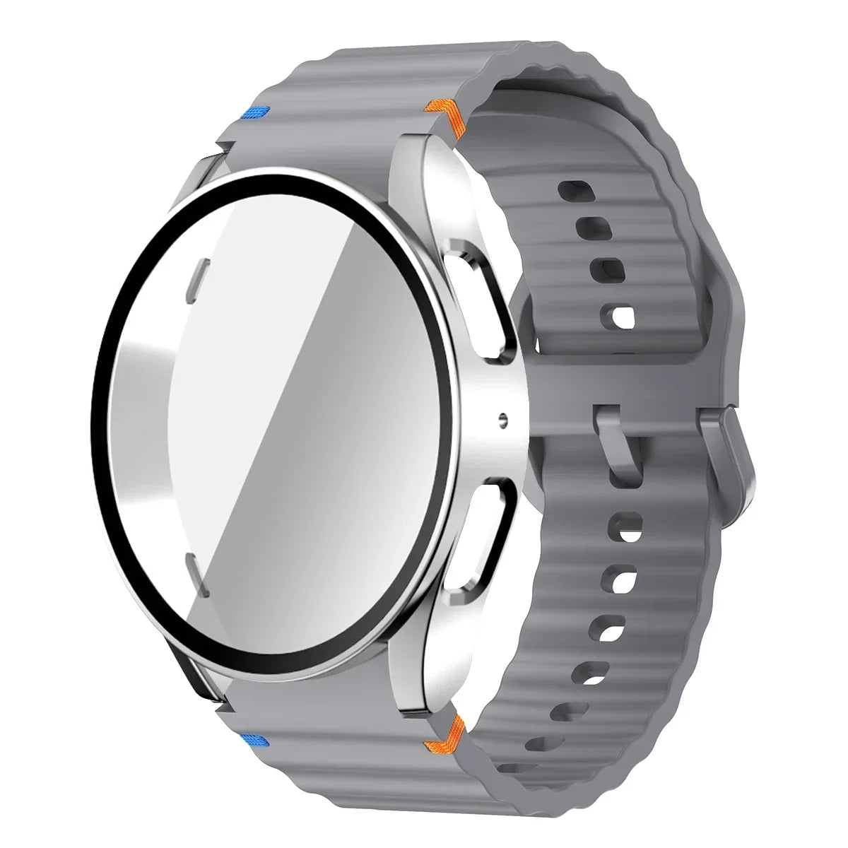 Original Silicone Band +Case for Samsung Watch 7 40mm 44mm Sport Bracelet For Galaxy Watch Strap 6 40mm 44mm Screen Protector Qme