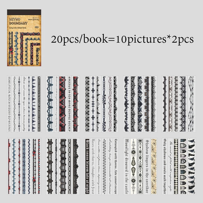 Border Decor Sticker Book, Great for Vintage Scene Collage. Various Elements for Free Creation, Fits Multiple Journal Styles Qme A
