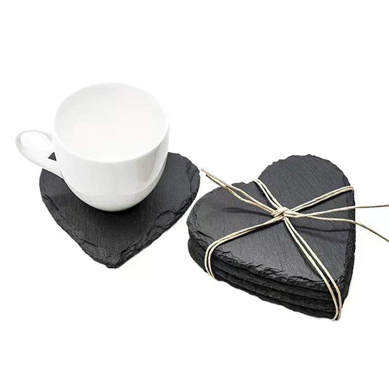 Table Coaster Japanese Style Reusable Slate Stone Drink Coaster Decorative Kitchen Tea Cup Mug Heat Resistant Rock Coaster Qme