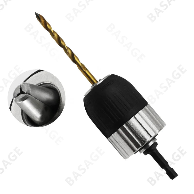 1.5-13mm Electric Drill Chuck Keyless Self-locking 3/8-24UNF Driver Tool Accessories Keyless Adapter Impact Hex Shank Qme