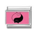 Y2K Plum Blossom Pink Black UFO Cute Flower Cat Italian Charm Link