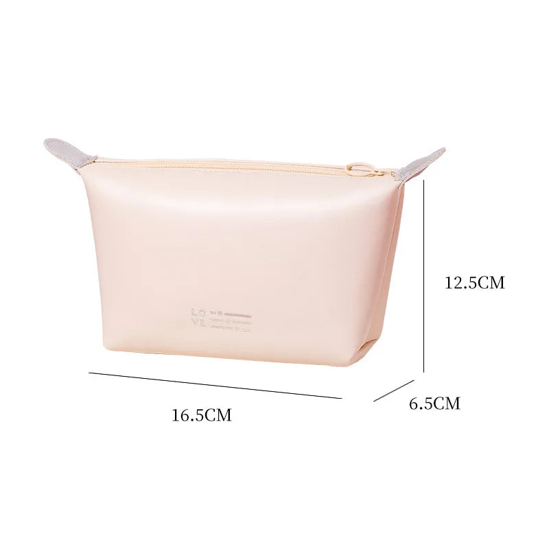 A Traveling Toiletry Makeup Organizer Large Capacity PU Leather Dumplings Cosmetic Bag Waterproof Tophandle Washing Storage Bags Qme pink