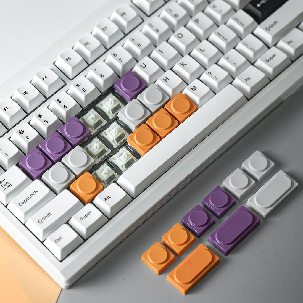 7PCS CHOSFOX Keycaps Low Profile ABS Keycaps for Gateron Low Profile MX Switch Mechanical Keyboard Ultra Thin Purole Yellow Grey Qme