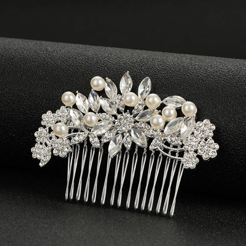 Rhinestone Pearl Bride Wedding Hair Comb Side Bridal Clips Qme