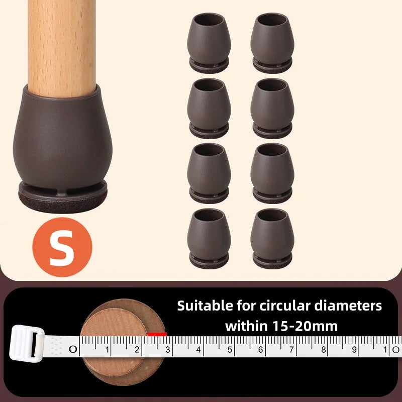 8/16PCS Chair Leg Protector TPE Diagonal Leg Table and Chair Floor Protection with Felt Furniture Leg Cover Furniture Sliders Qme Circular Brown S 16pcs
