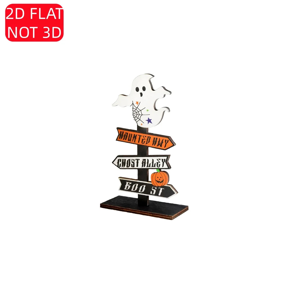 1 Set of 2D Halloween Wooden Tabletop Decorations, Ghost Signs with Spider Webs, Vintage Halloween Farmhouse Shop Party Event Decorations Qme Yxzh0333