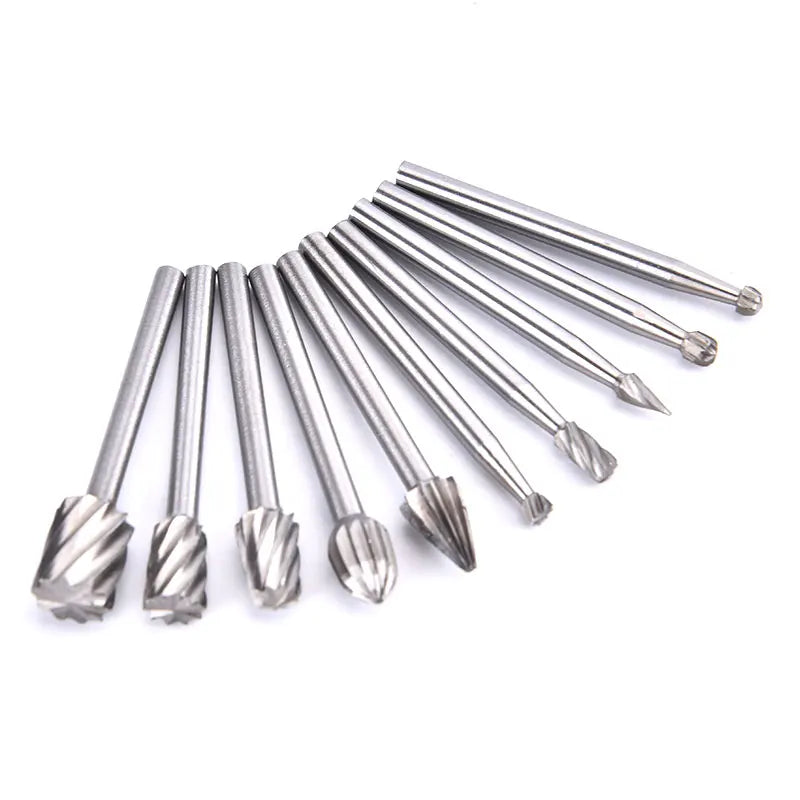 6 Speed Wood Working Drill Bits Rotary Files Mini Round HSS Burr Qme 10PCS
