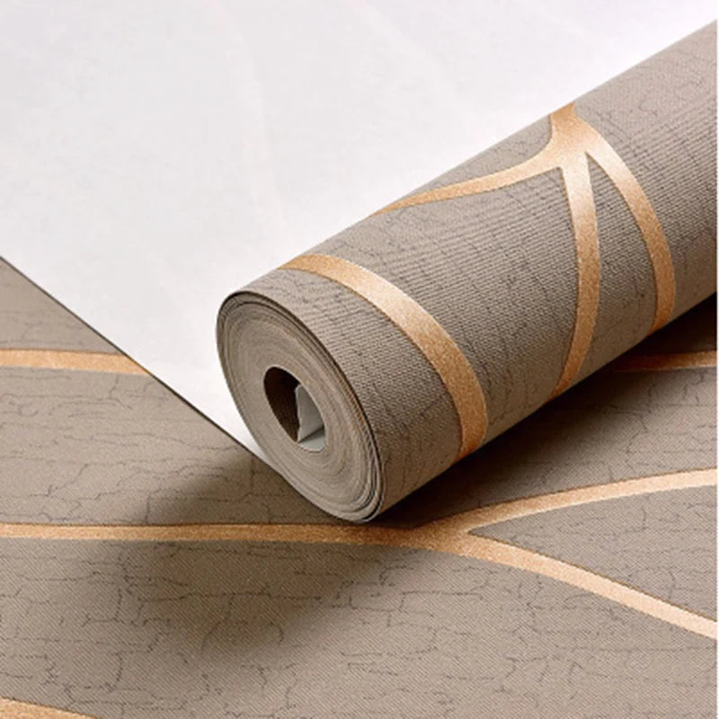 Background Wallpaper Room Decoration 53cm Wall Stickers Thickened Bedroom Curve Stripes Moisture-proof Non-woven European Modern Qme 6005 53cmX3m