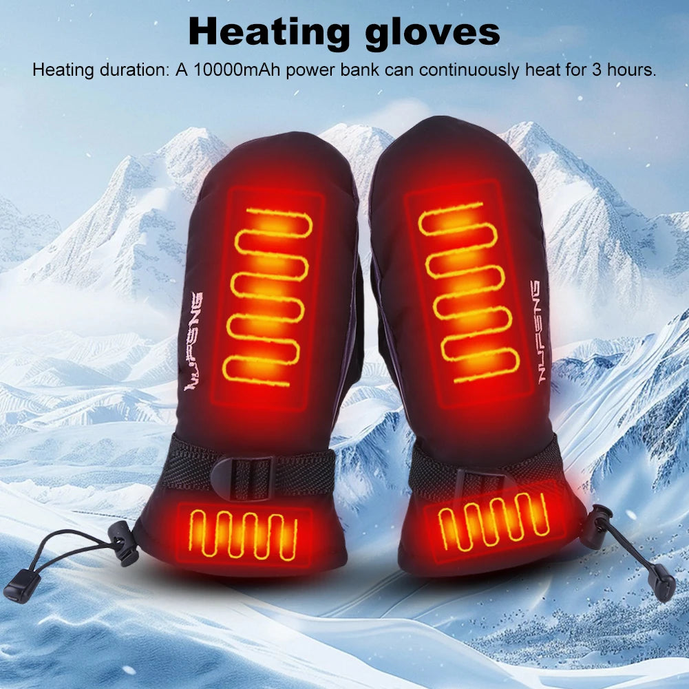 Hand Warmer Gloves USB Charging Electric Heated Gloves Waterproof 3 Gear Temperature Winter Gloves for Climbing Hiking Cycling ﻿ Qme