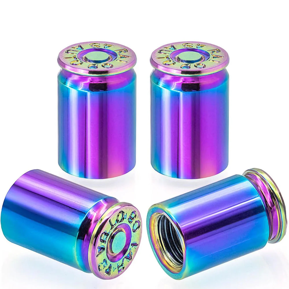 4PCS Bullet Shell Tire Valve Stem Caps, Aluminum Alloy Car Air Stem Cap for Cars, SUV, Trucks, Bikes, Motorcycles, Bicycles Qme 4pcs