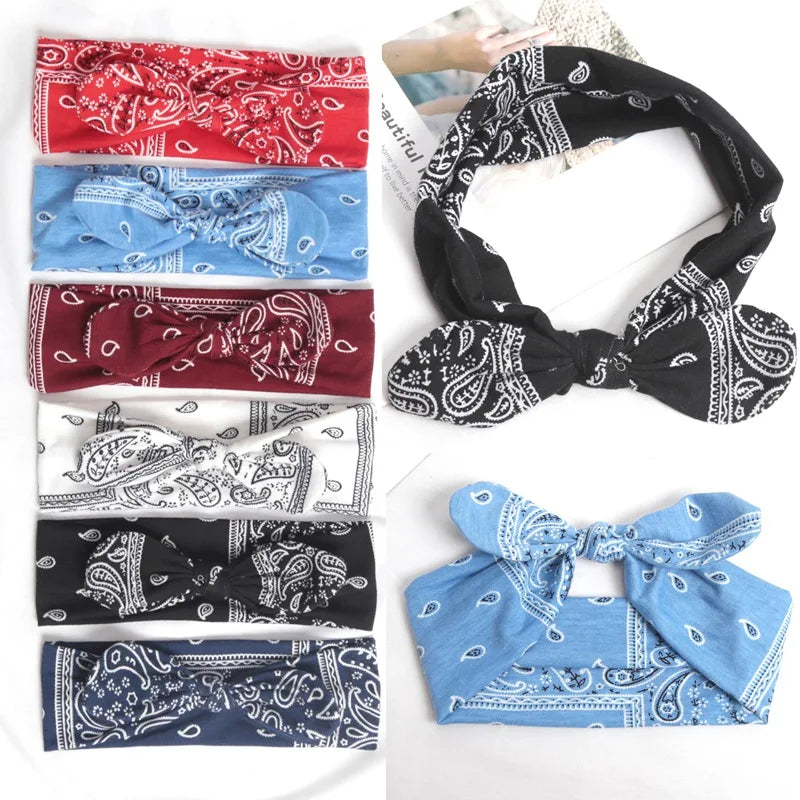 Vintage Soft Paisley Cashew Flowers Hair Bands Pilates Elastic Yoga Qme