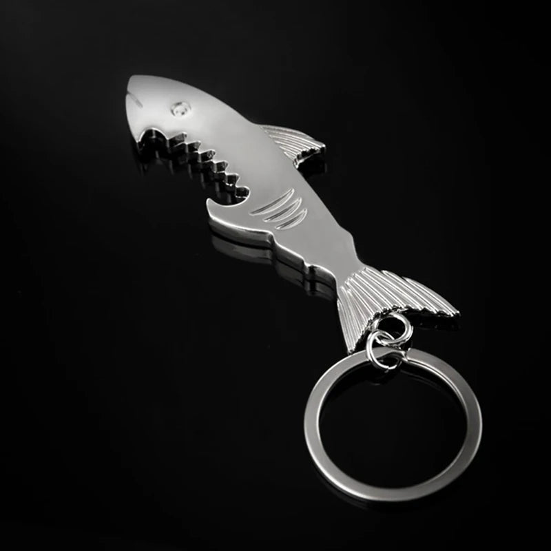1Pc Shark Bottle Opener Keychain Shaped Zinc Alloy Beer Bottle Opener Women Men Key Ring Unique Creative Gift. Qme