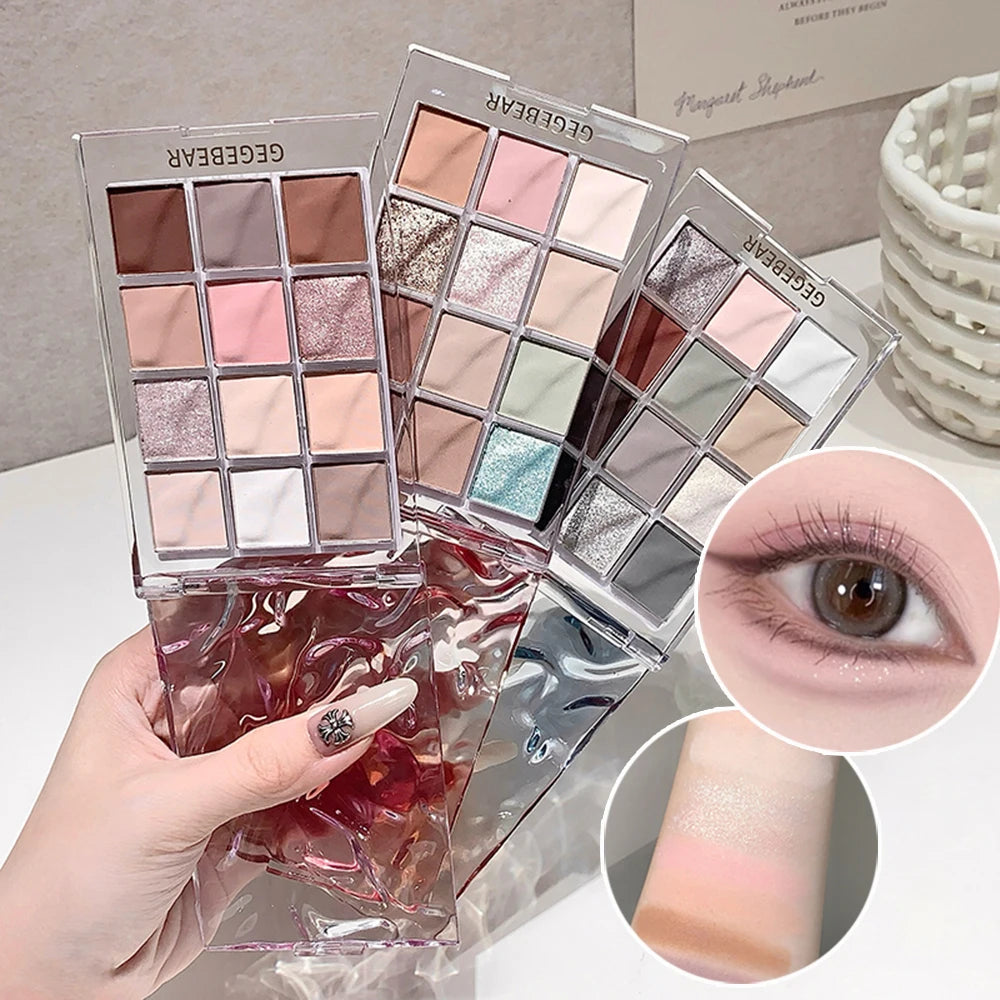 12-color Eyeshadow Palette Gege Bear Matte Pearlescent Earth Sequin Qme
