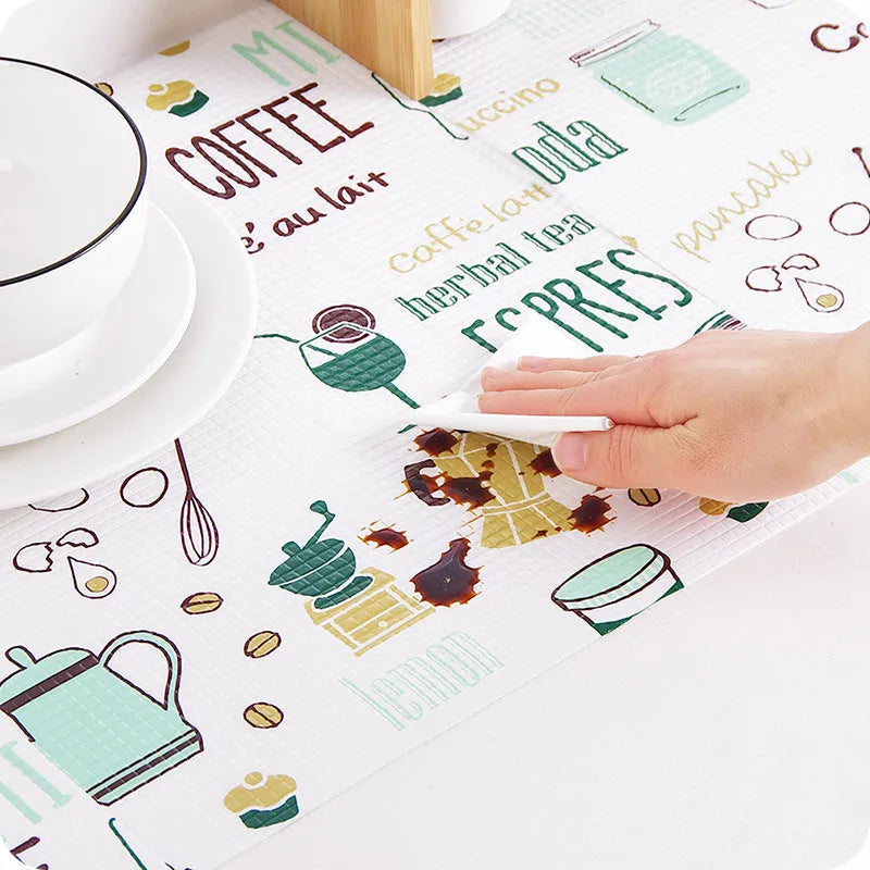 1 Roll Can Cut Table Mat Drawers Cabinet Shelf Liners Cartoon Cupboard Placemat Waterproof Oil Thickened Kitchen Stickers Qme