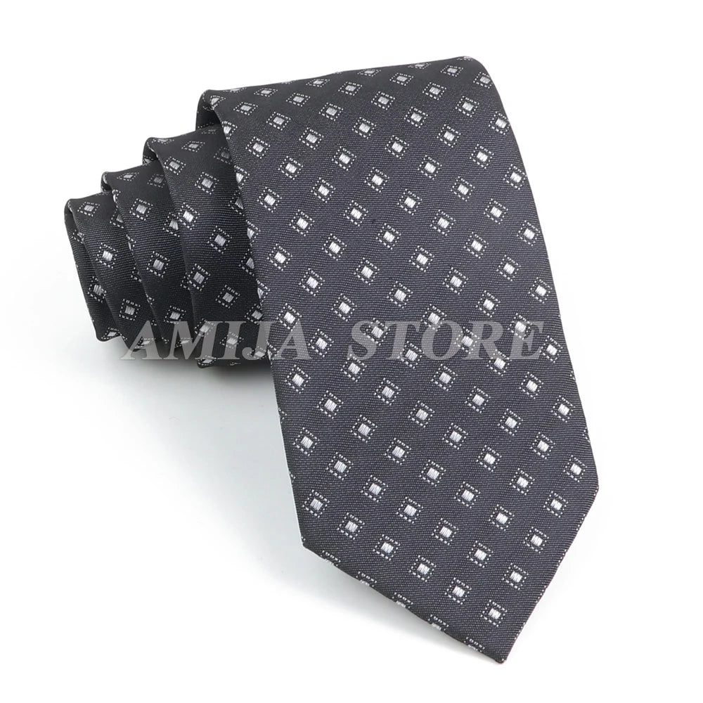 Tie Men Gravatas Wholesale Fashion Woven Luxury Necktie Dark Grey Dot