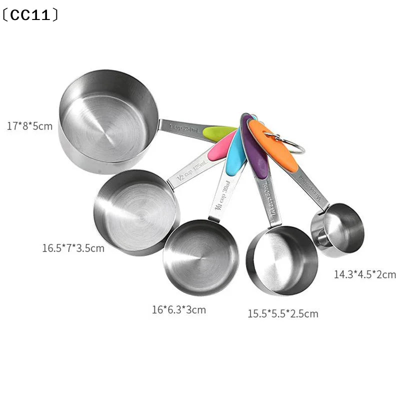 Stainless Steel Measuring Cups Spoons Kitchen Accessories Baking Cake Qme