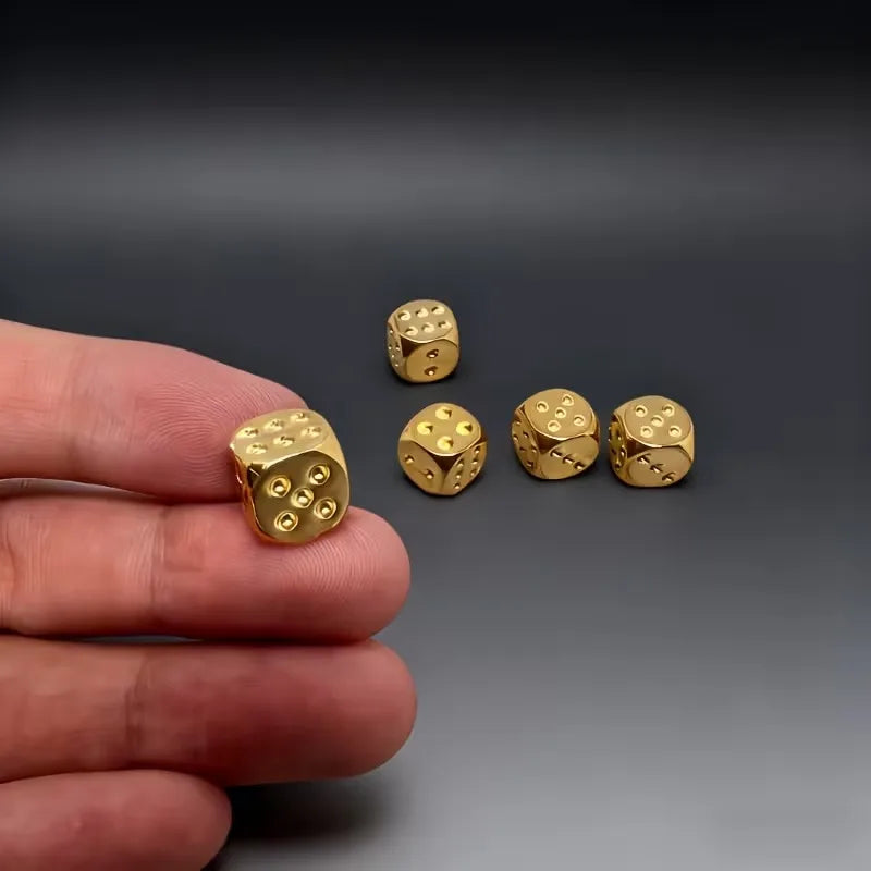 Metallic Dice Set 6 Sided Standard Game Dice for Tabletop Board Game Bar Party DND RPG Gaming Accessories Qme golden-3pcs