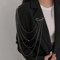 Elegant Multi-layer Crystal Bead Brooch - Creative Multi-functional Chain Pin for Fashion Clothing, Stylish Jewelry Accessory Qme B