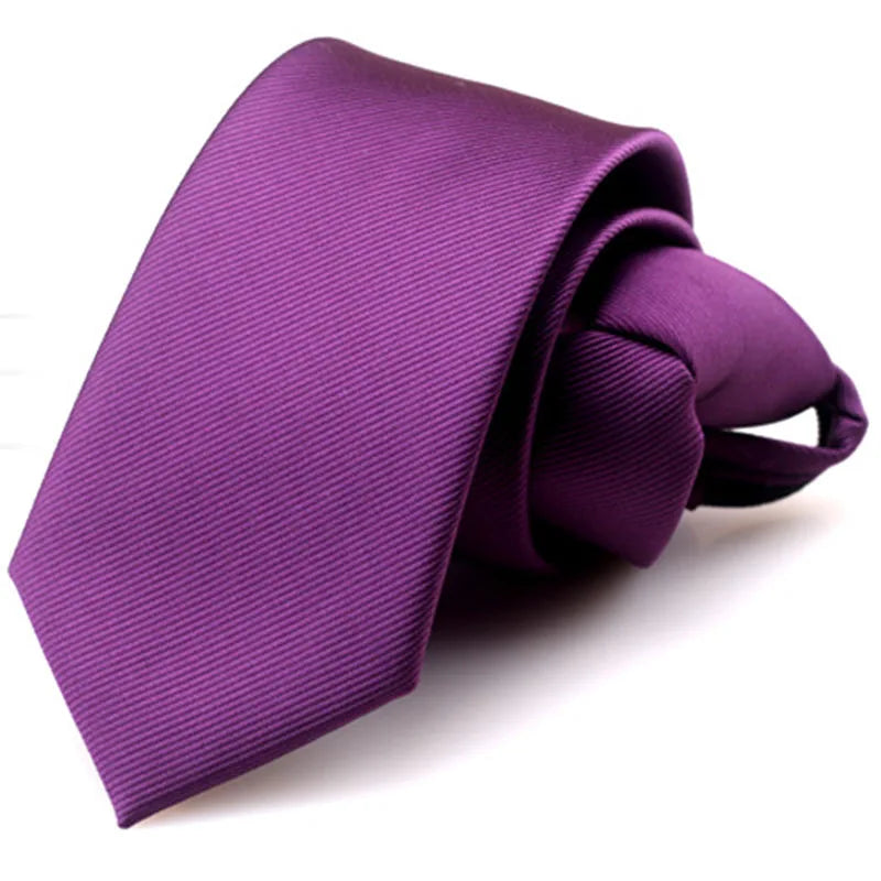 Men Tie Solid Regalia Business Stripe Clips Knot Zipper Automatic Qme rt-1