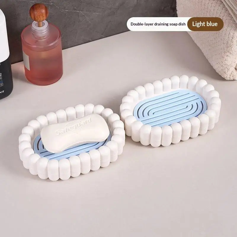 Plastic Bathroom Shower Soap Box Travel Portable Small Tray Dish Qme Blue