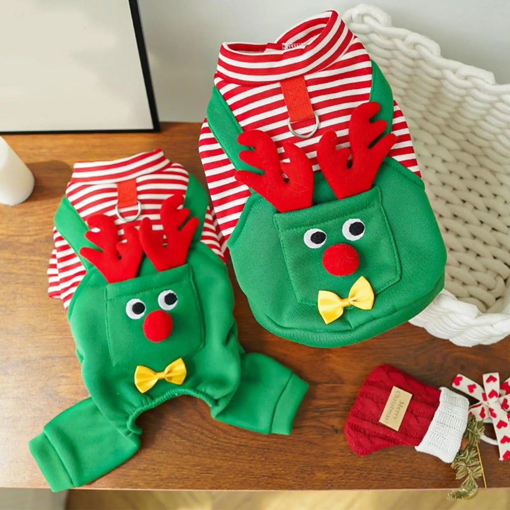 Christmas Outfits Dogs Reindeer Pet Dress Up Party Cats Gathering Qme