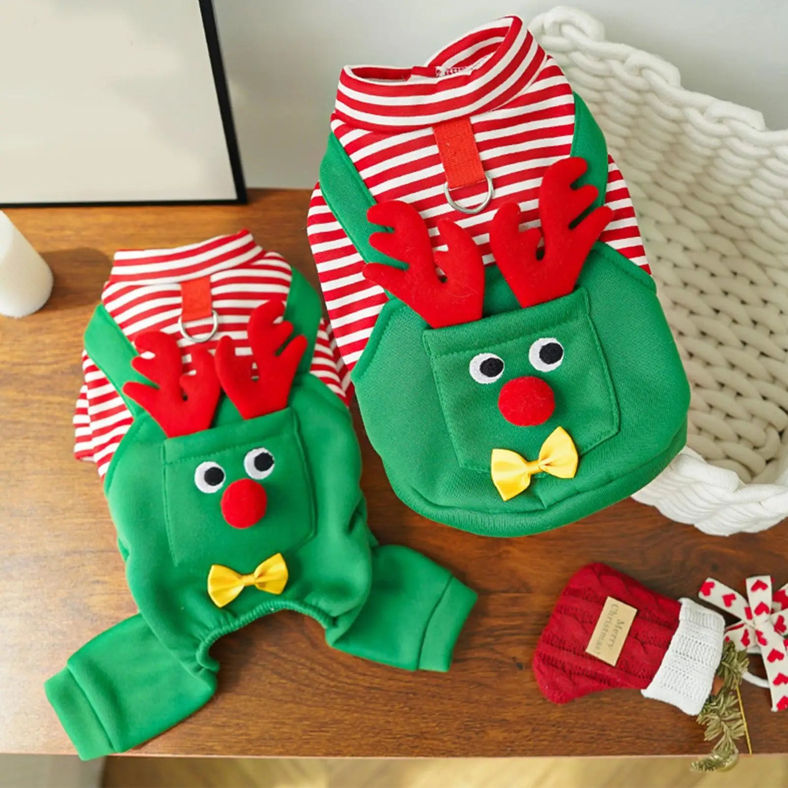Christmas Outfits Dogs Reindeer Pet Dress Up Party Cats Gathering Qme