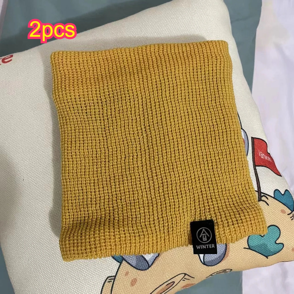 Multifunctional Thermal Knit Neck Tube Scarf Windproof Cold Proof Face Mask Neck Warmer For Ski Running Daily Wear Qme Yellow 2pcs