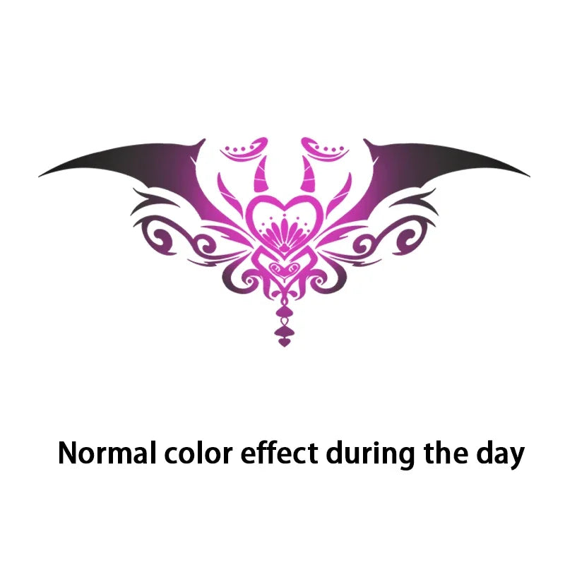 Night glowing deep purple sexy chest, abdomen, and leg temporary stickers waterproof, sweat proof, and charming tattoo stickers Qme