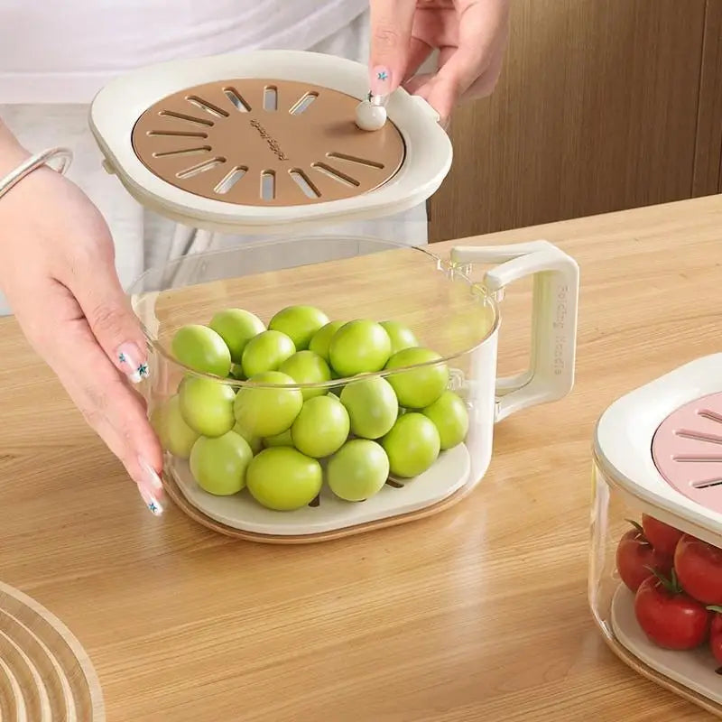 2-in-1 Vegetable Washing Basin Home Double-layer Fruit Lid Drain Qme
